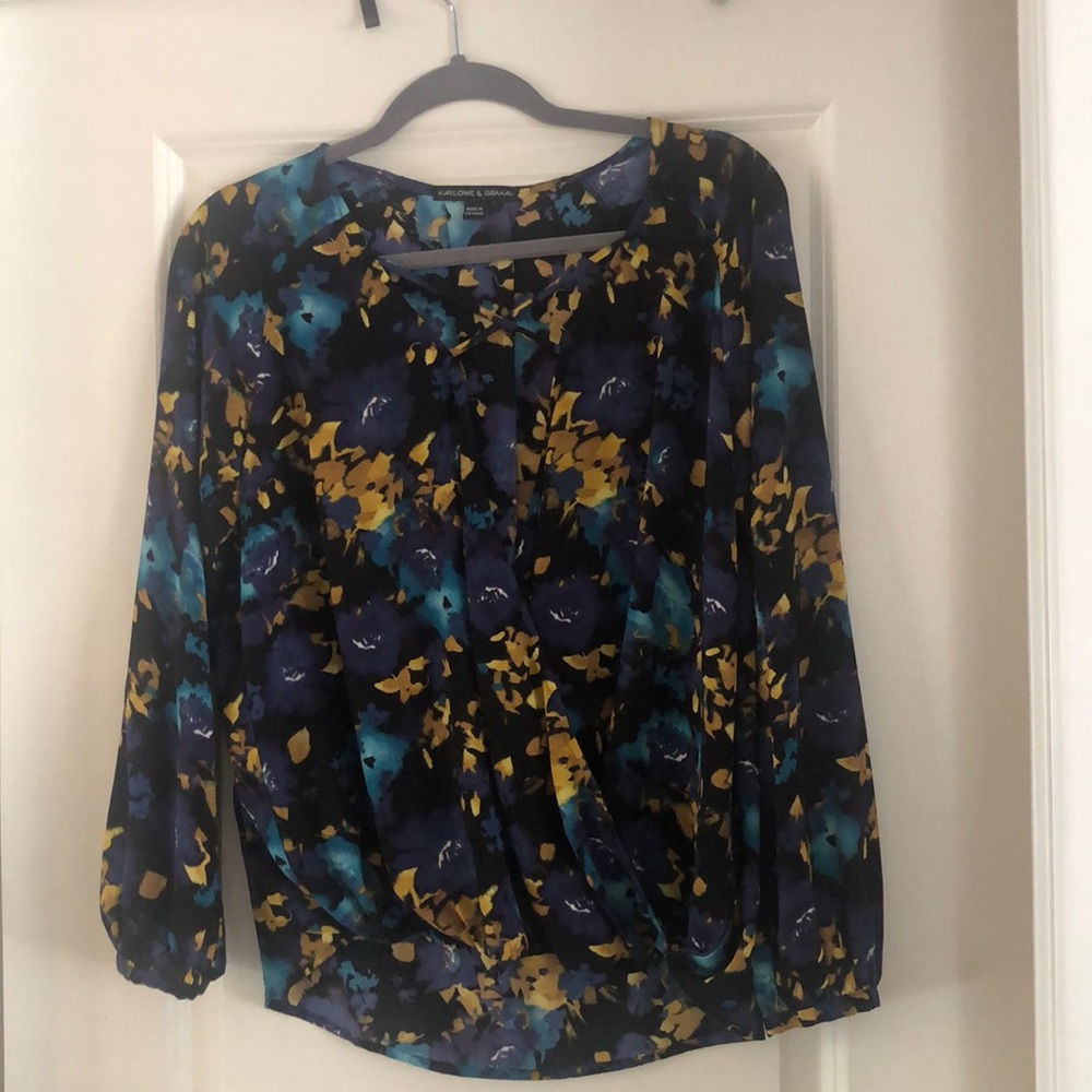 Deep open V blouse